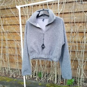 Zaful Crop Sweater Faux Fur Sweatshirt